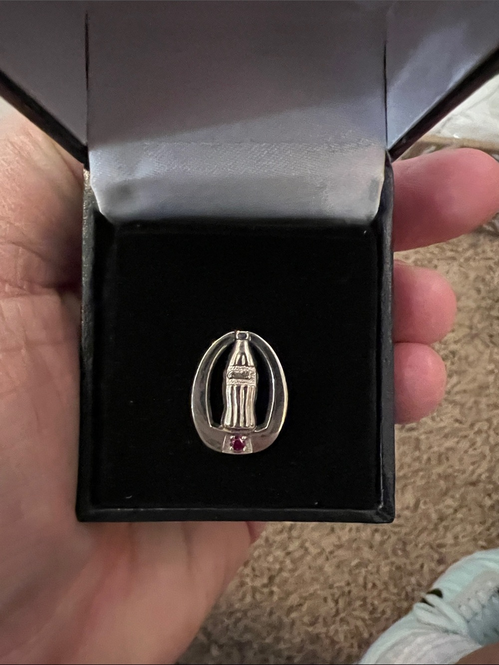 Sterling Silver Coca-Cola Red Gemstone service award pin - Women's Jewelry